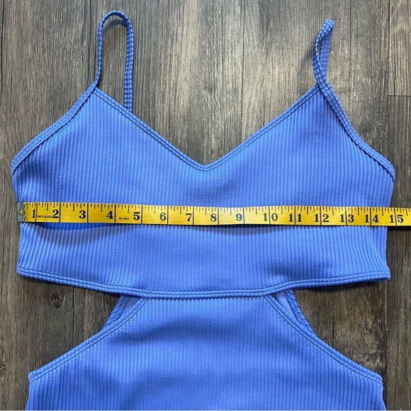 NWT Abercrombie Kids One Piece Cutout Adjustable Strap Purple Ribbed Swimsuit 17 - Picture 11 of 12